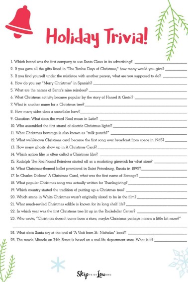 holiday trivia game printable