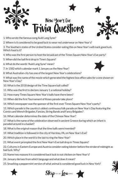 New Years Eve Triva