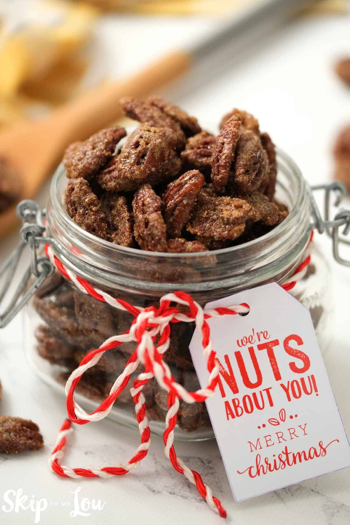 candied pecans with nuts about you gift tag