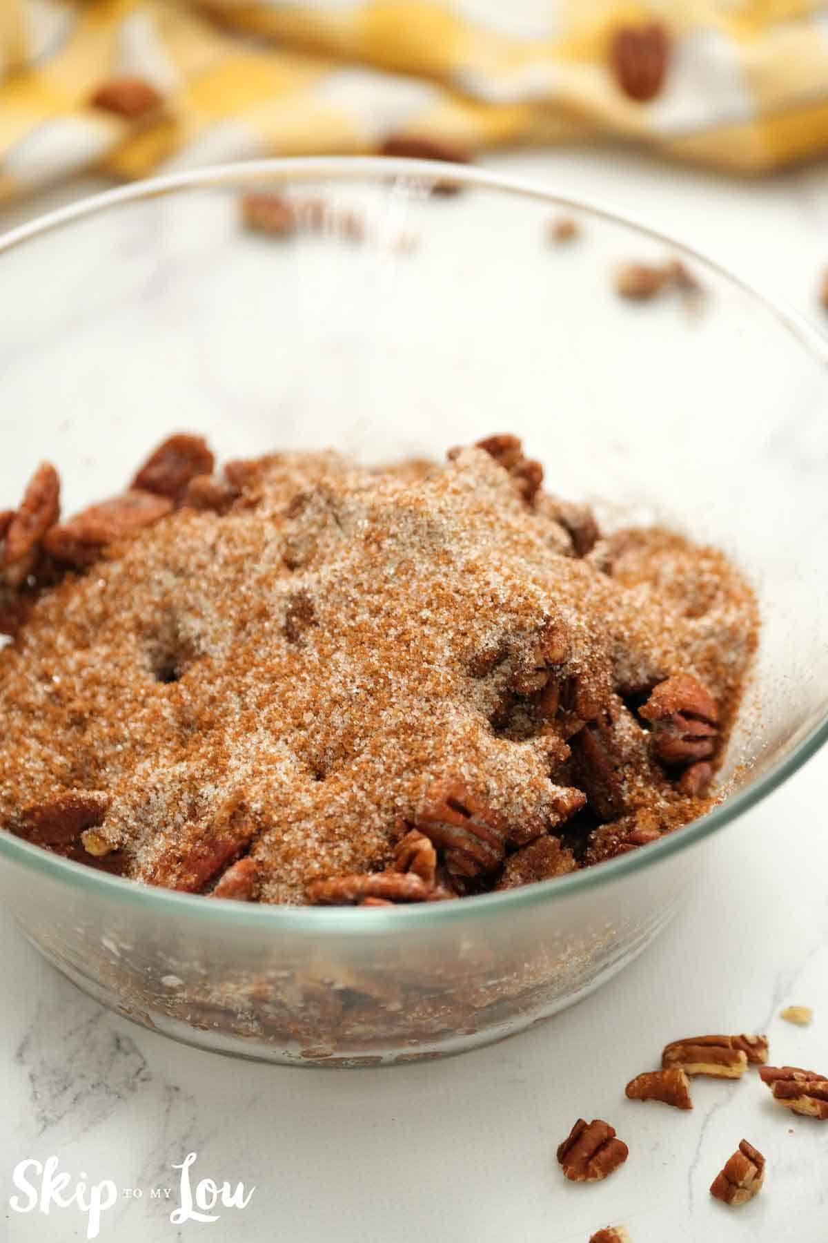 brown sugar mixture on pecans