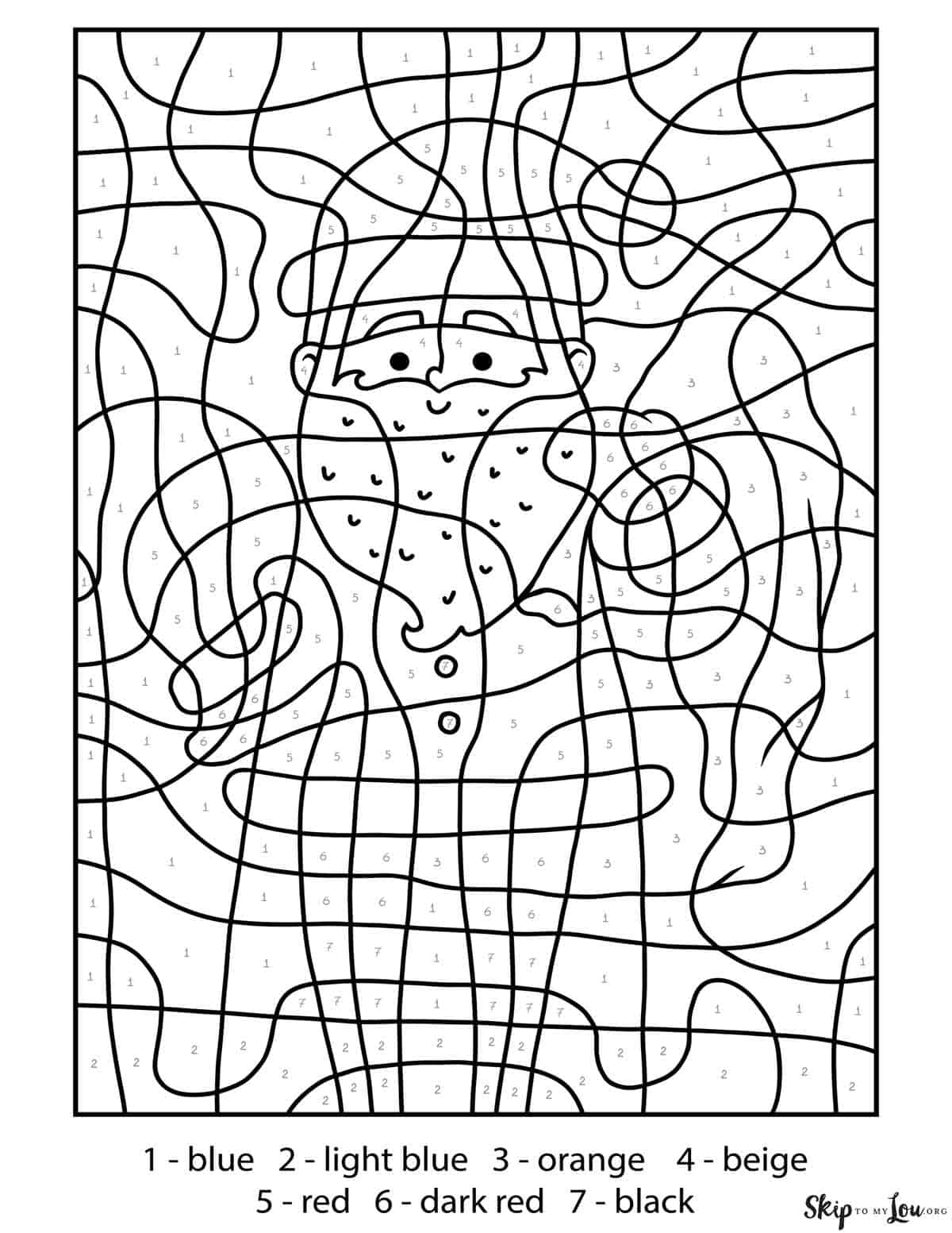 Santa color by number