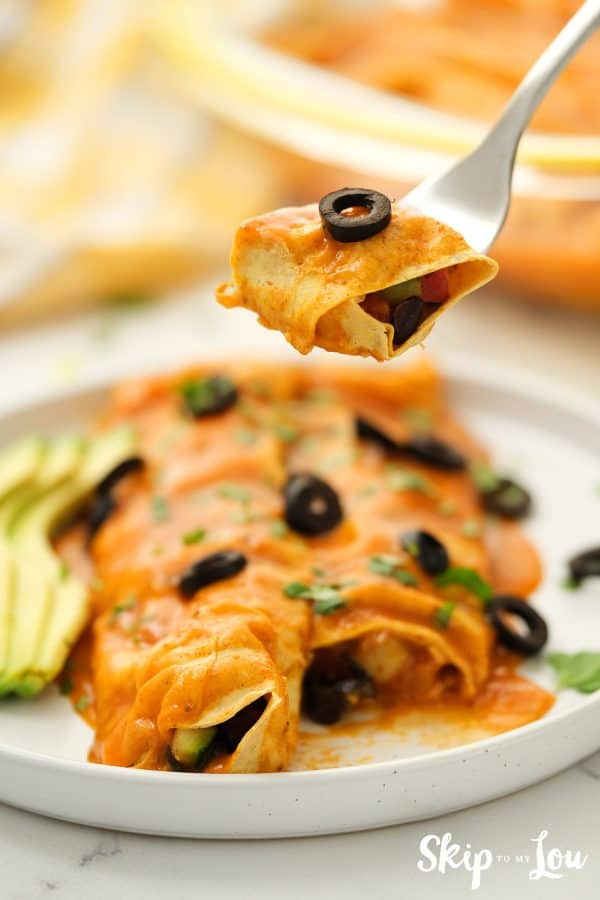 Yummy bite of Vegan Enchiladas