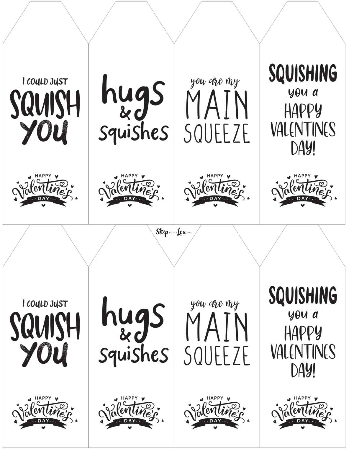 black and white squishy valentines