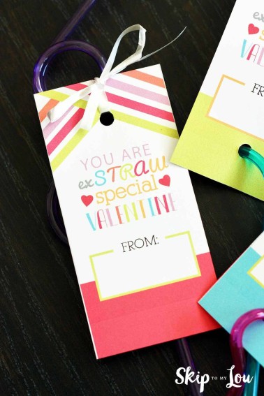 valentine with straw and tag that says You are exSTRAW special