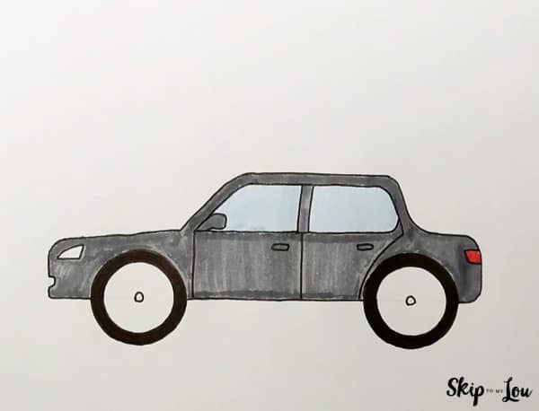 last step coloring your easy car drawing