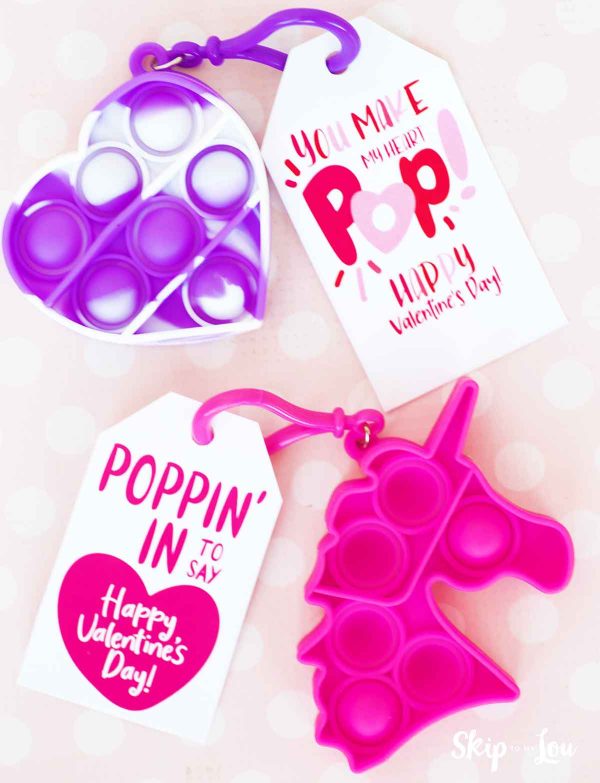 pop it valentine tags attached to popits