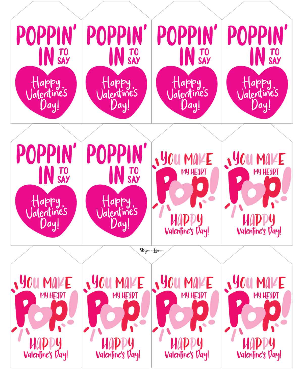printable valentine cards poppin in and you make my heart pop all on same page