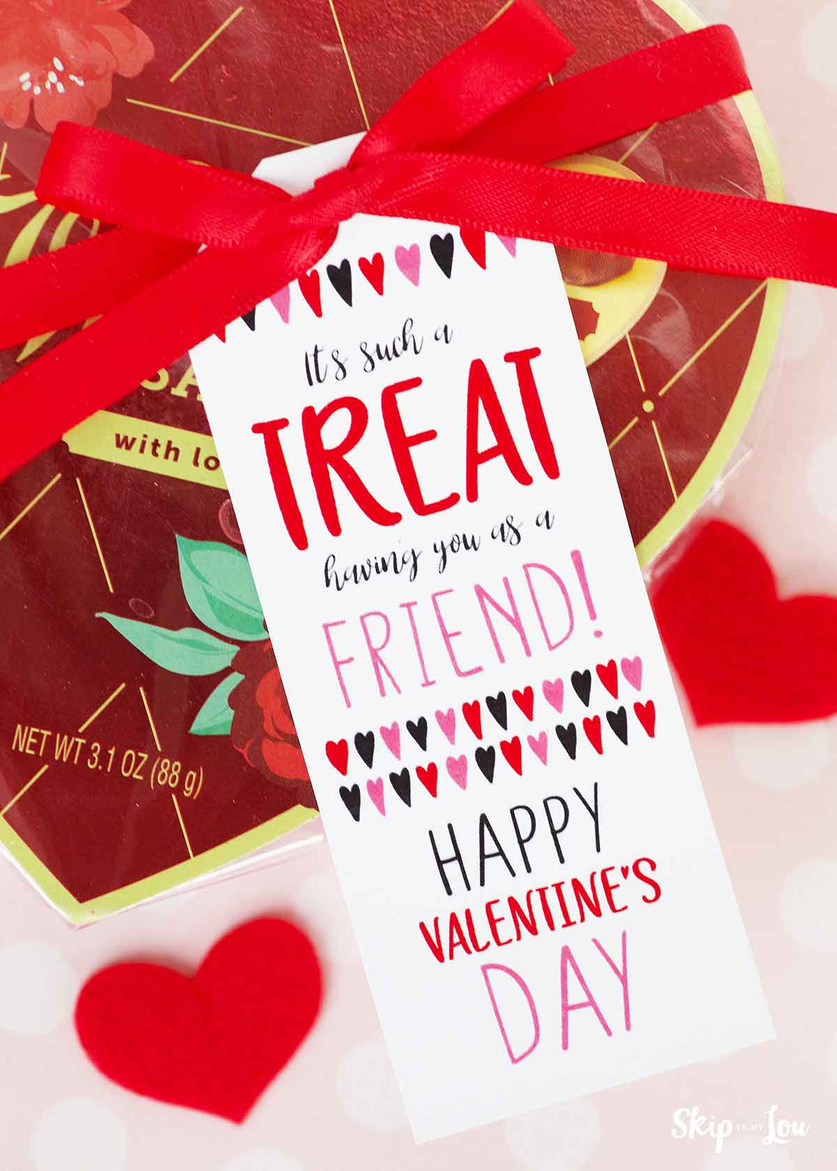 free printable It's such a treat having you as a friend! Happy Valentine's Day