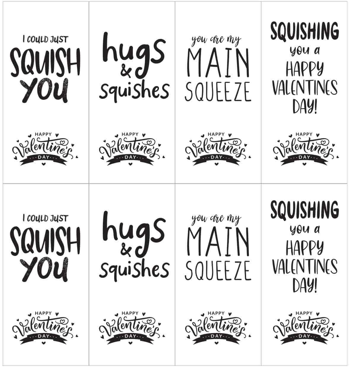 black and white squishy valentine cards