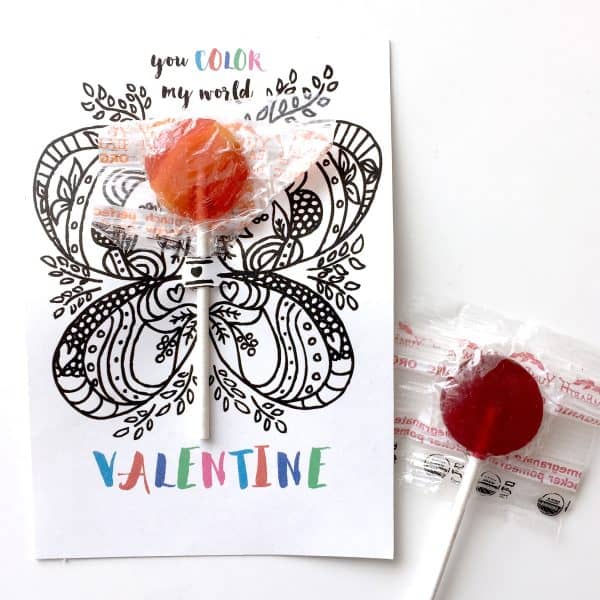 coloring valentine butterfly with sucker body