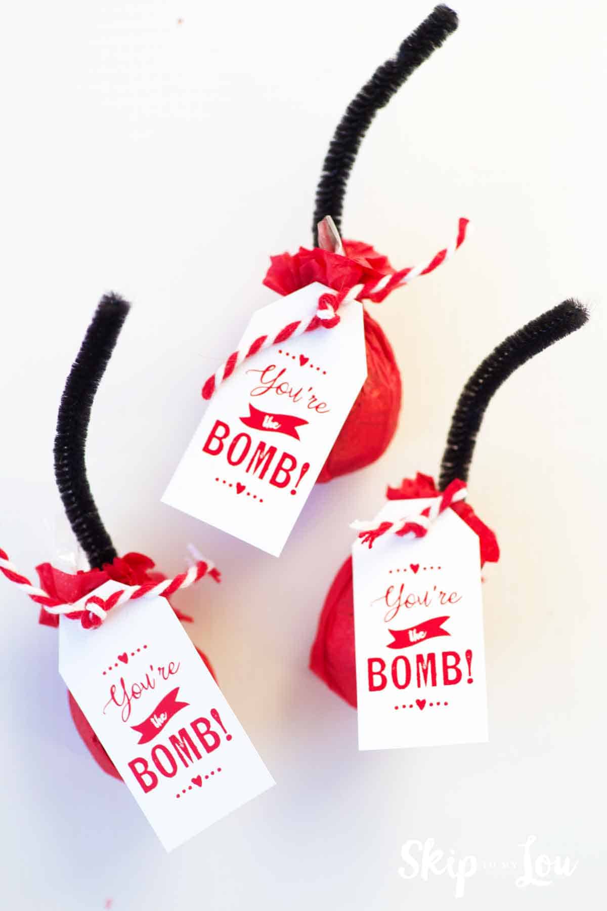 you're the bomb gift tag on lindt chocolate balls