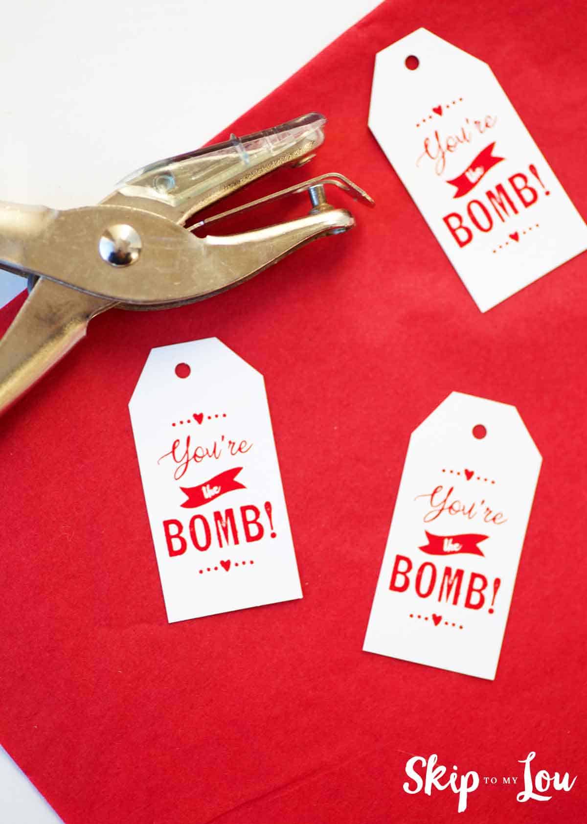your the bomb tags with hole punch