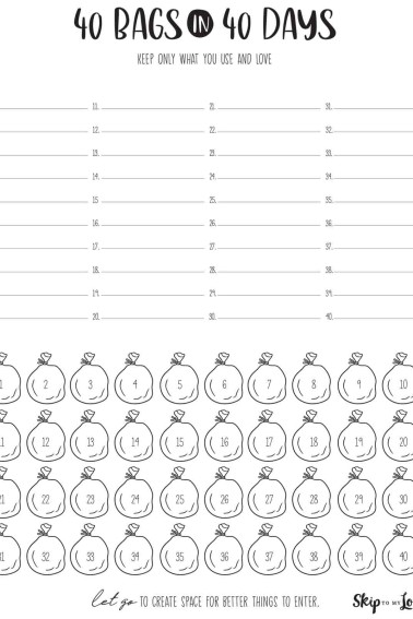 40 bags in 40 days printable journal page