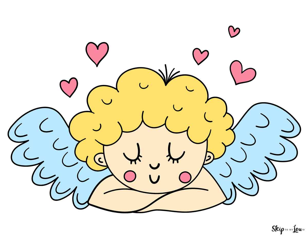 colored cupid coloring page