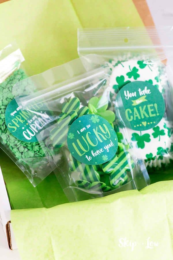 St. Patrick's day stickers on treats