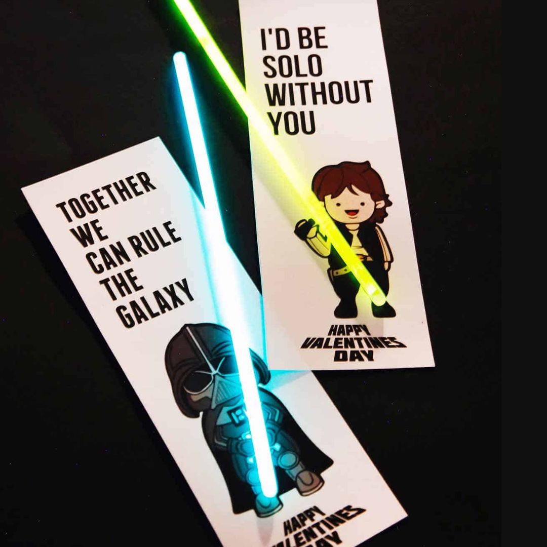 star wars valentines with lightsabers