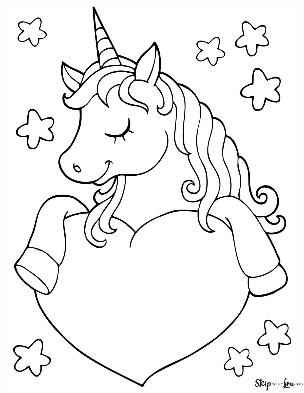 unicorn on top of large heart