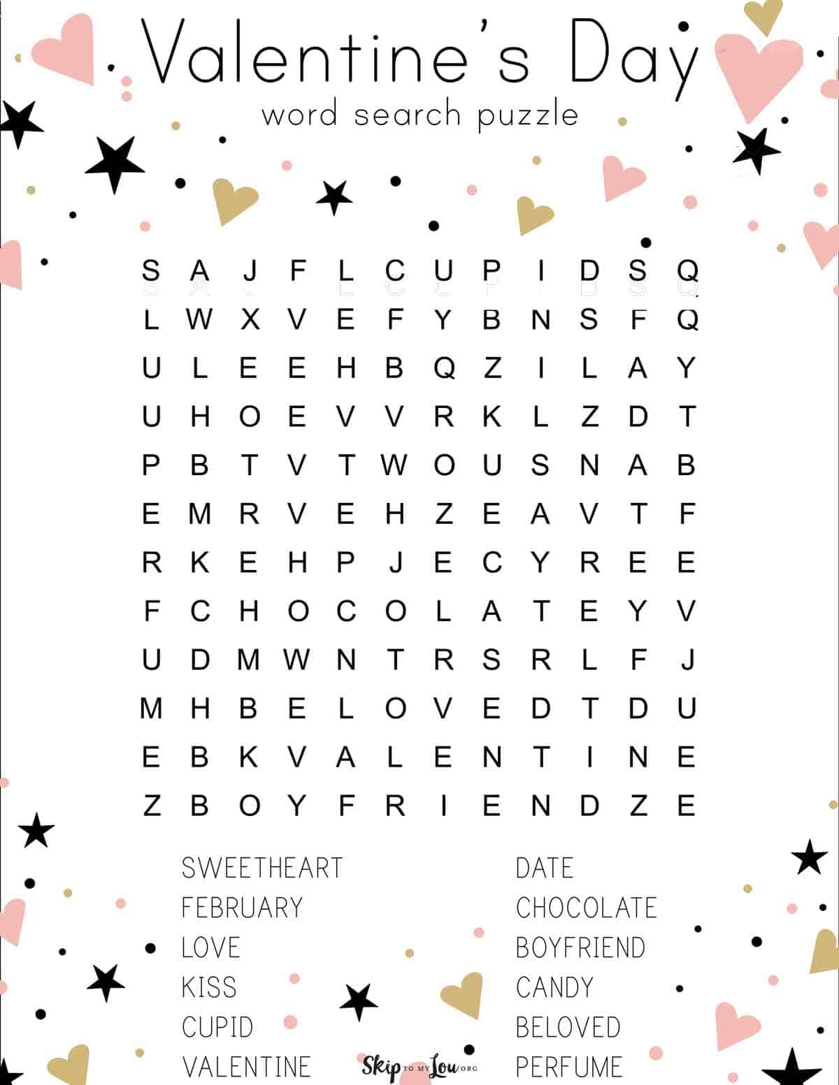 valentine word search