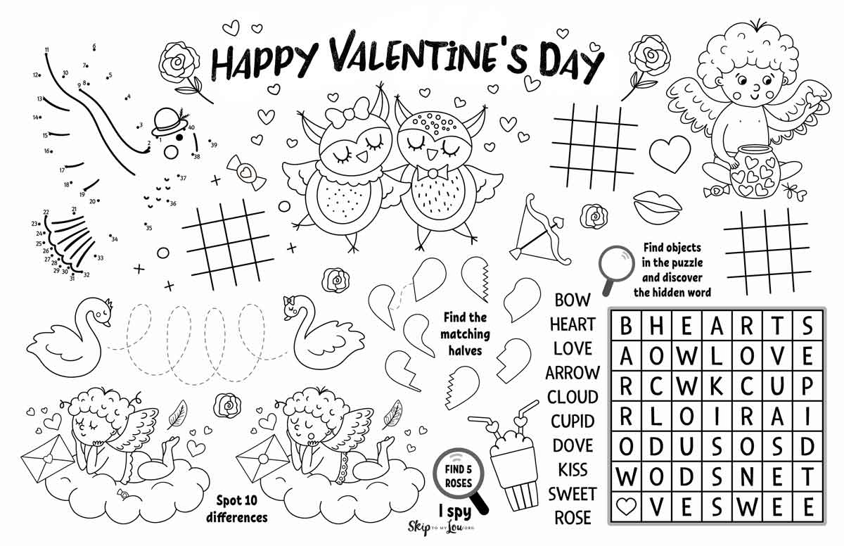 kid's multiple games for valentines download 11x17
