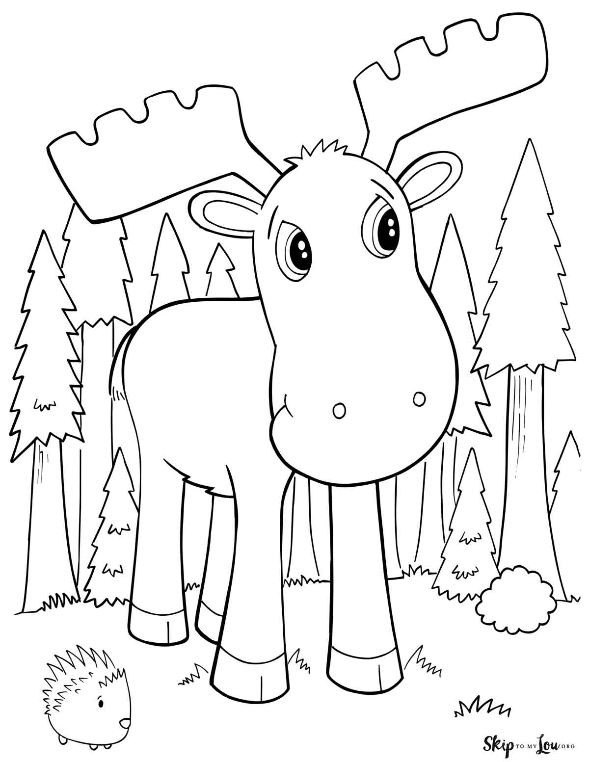 cute moose coloring page
