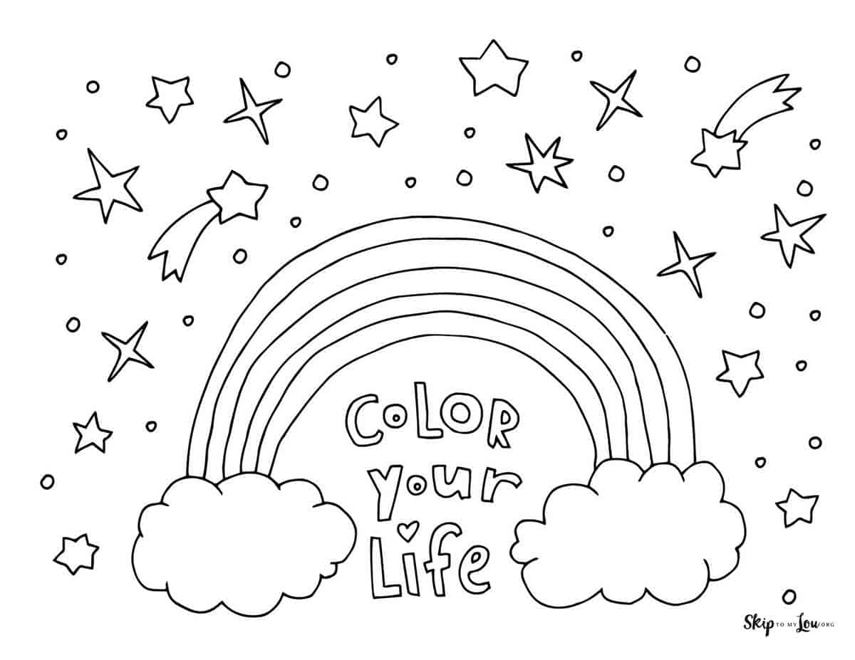 Color Your Life rainbow coloring page