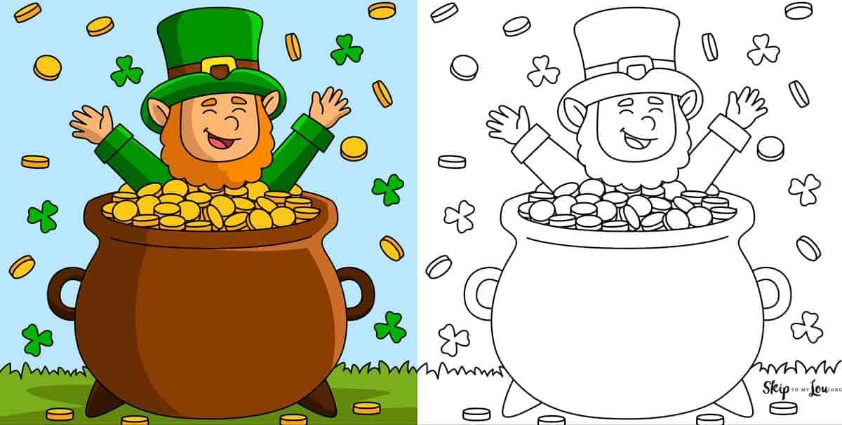 happy leprechaun in a pot of gold