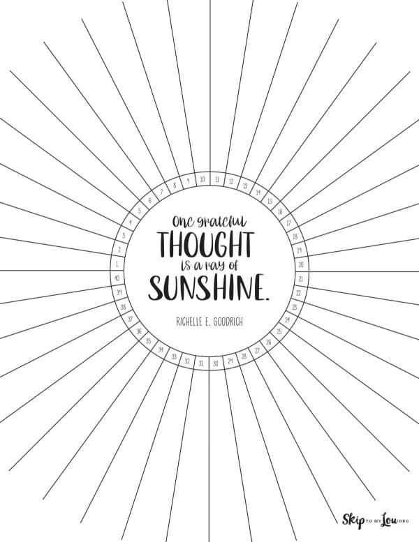 One grateful thought is a ray of sunshine graphic