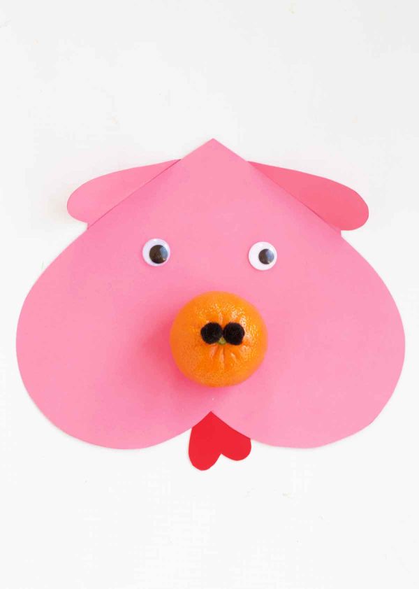 heart pig animal made with halos for a nose