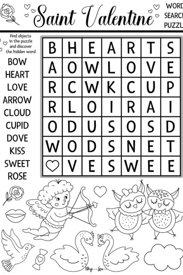 kids valentine word search very easy