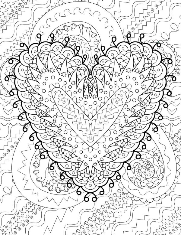 detailed heart coloring page