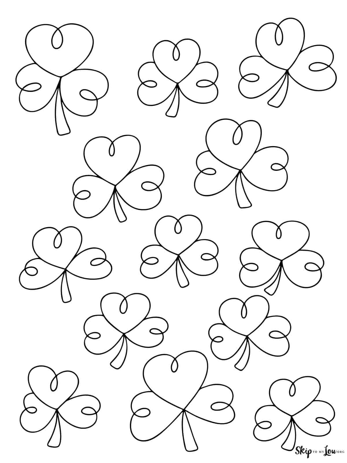 several line drawn shamrocks