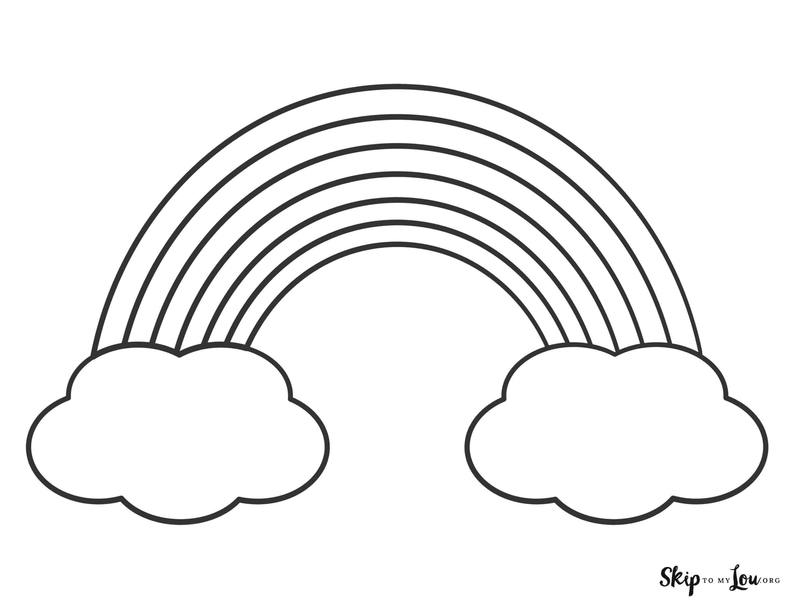 simple rainbow coloring page with clouds