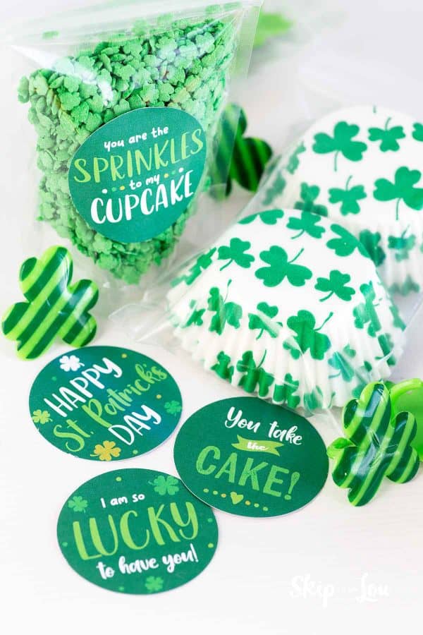 Sprinkles and cupcake liners with stickers