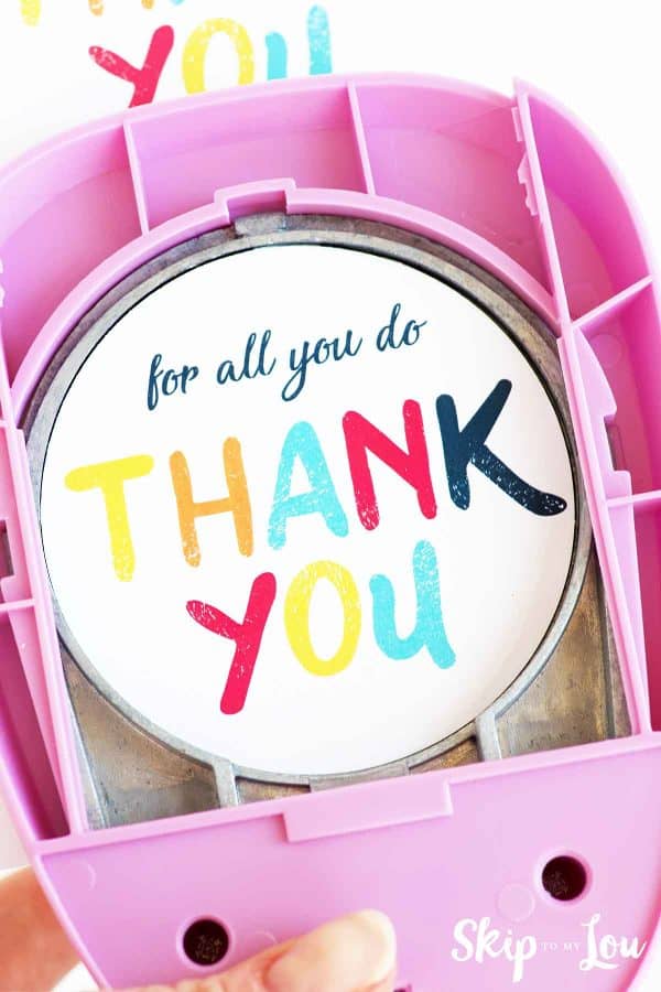 3 inch circle punch cutting thank you sticker