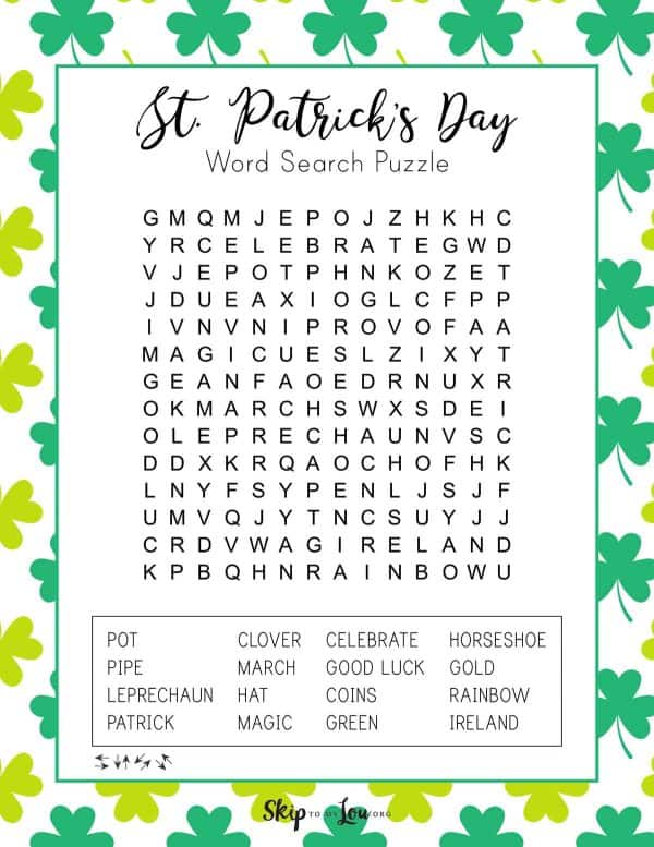 Visual of St. Patrick's Day Word Search Puzzle