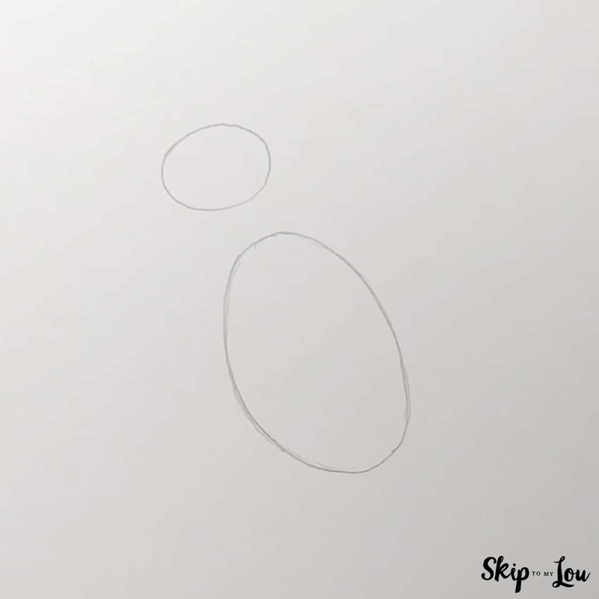 start cat drawing with oval for body and circle for head