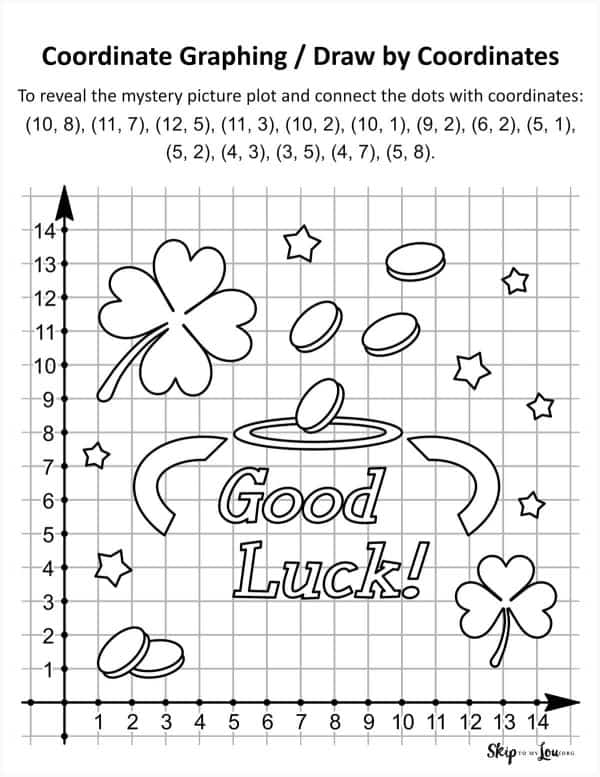 St. Patrick's Day Coordinate Graphing/Draw by Coordinates printable