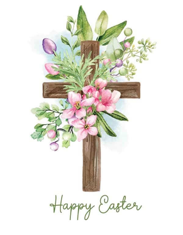 Cross with Flowers Happy Easter Card