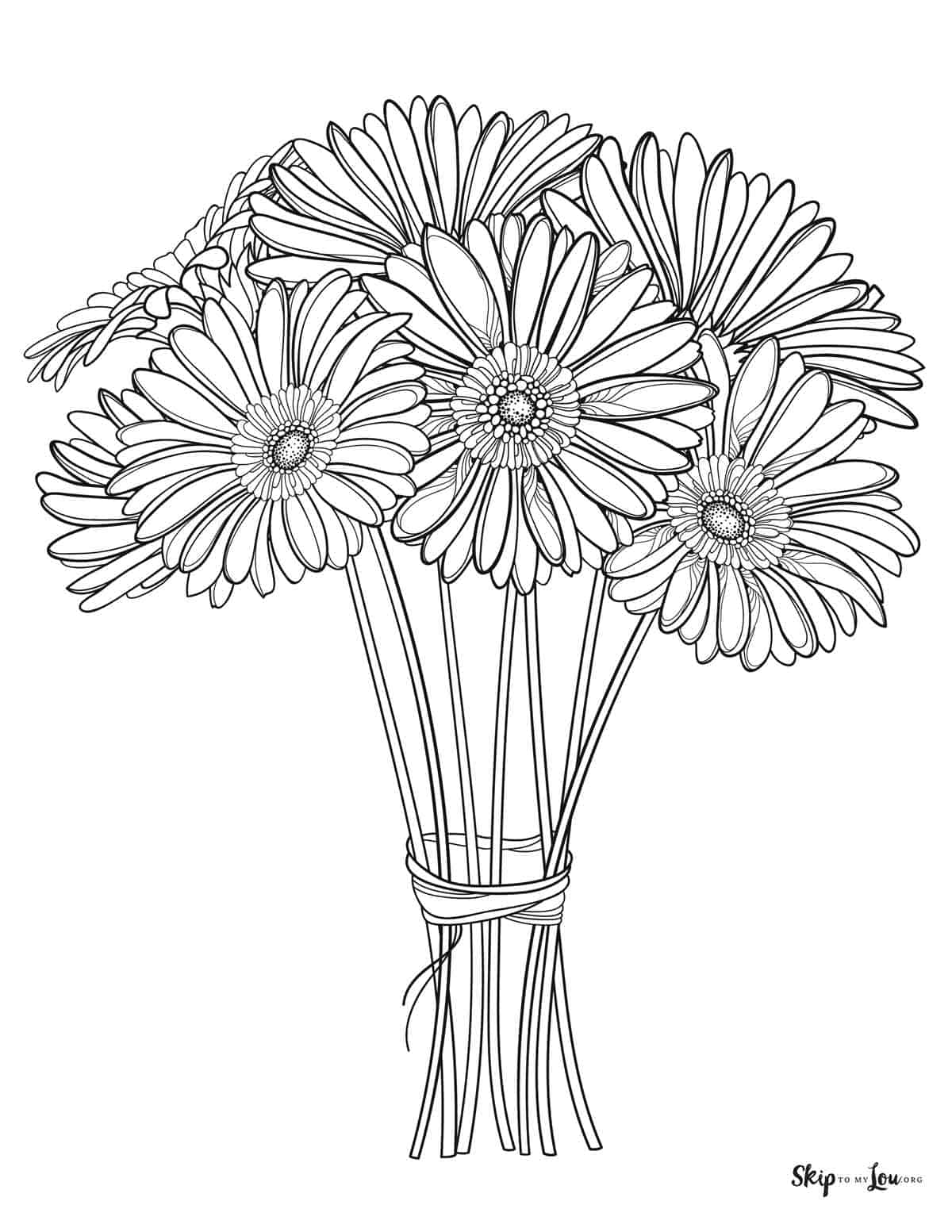 Spring coloring page bouquet of flowers