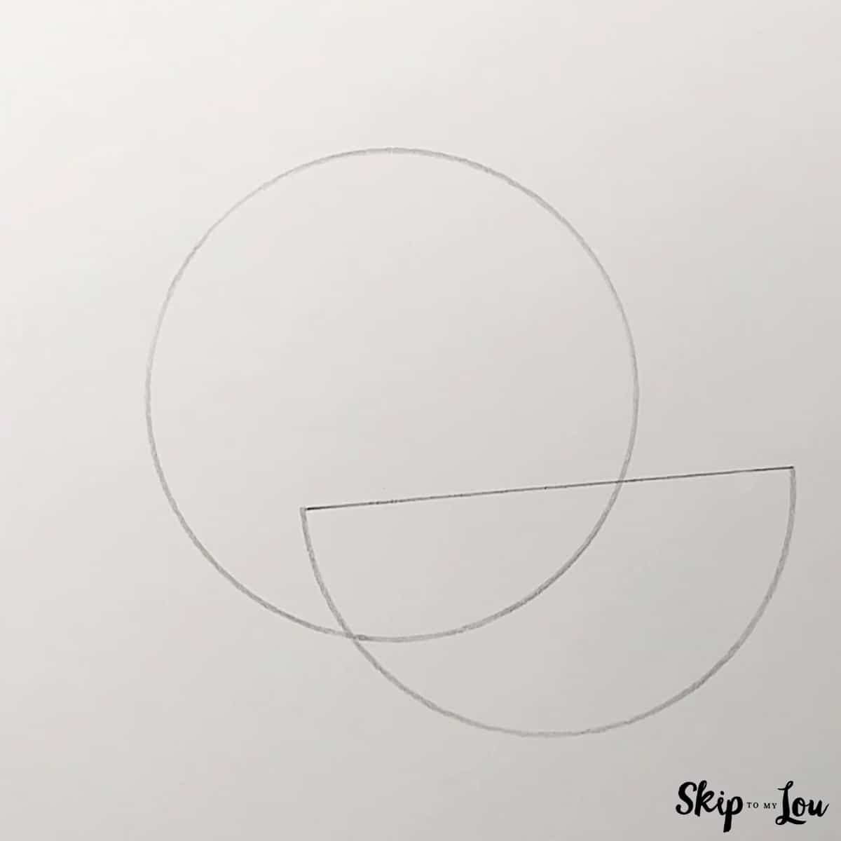 draw circle for orange and half circle for orange slice