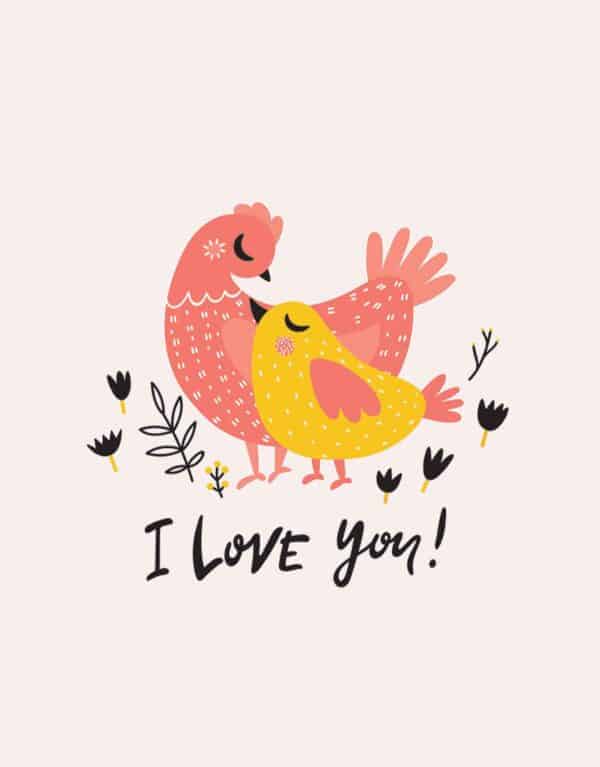 Hen and chick I love you Easter Card