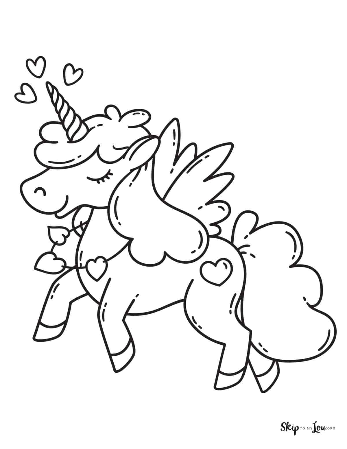 simple unicorn with hearts