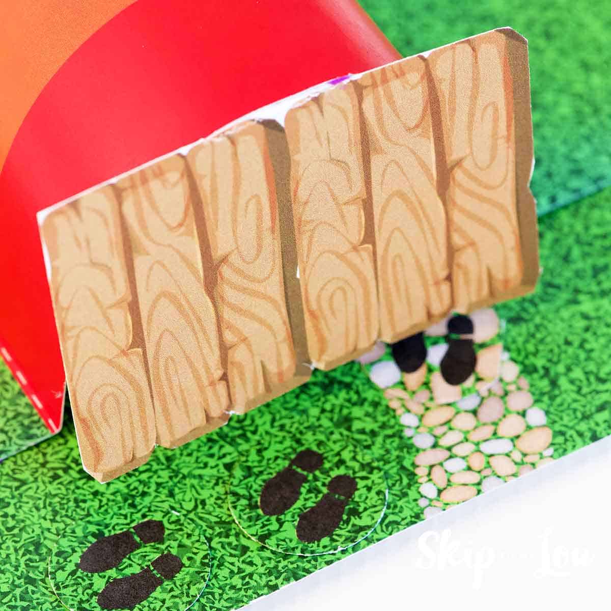 footprints leaving the leprechaun trap
