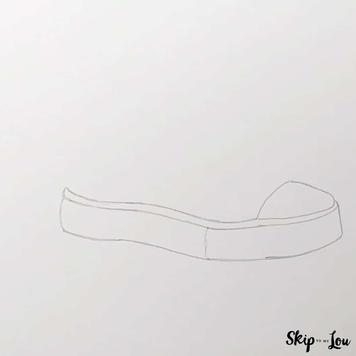 first step for shoe drawing the sole