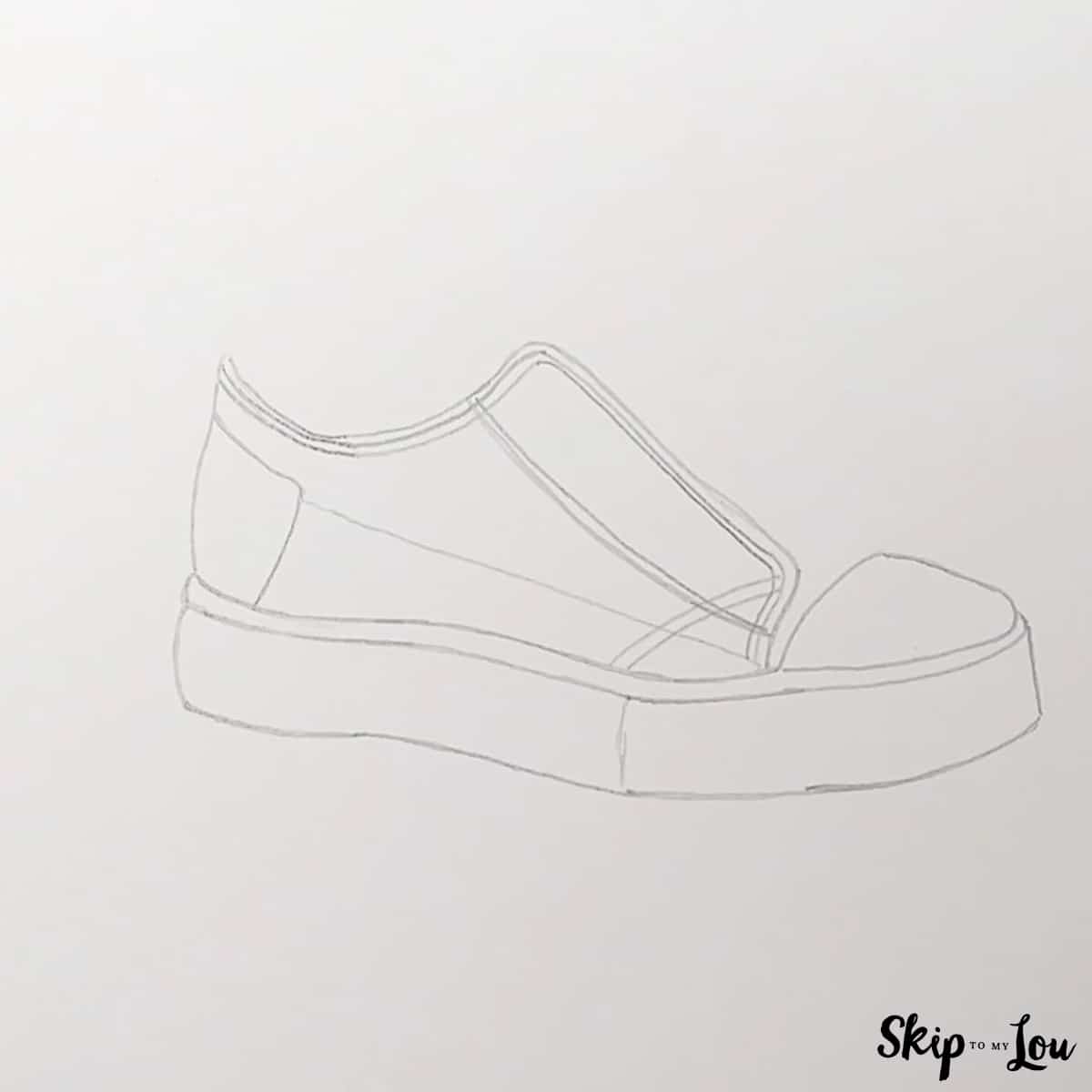 sketch details to top of shoe drawing
