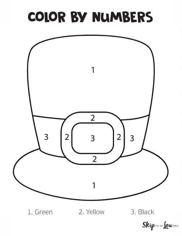 Color by numbers top hat for St patricks day