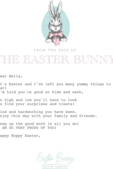 letter from Easter bunny