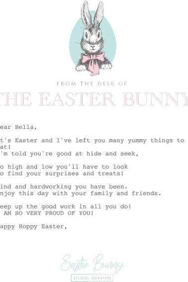 letter from Easter bunny