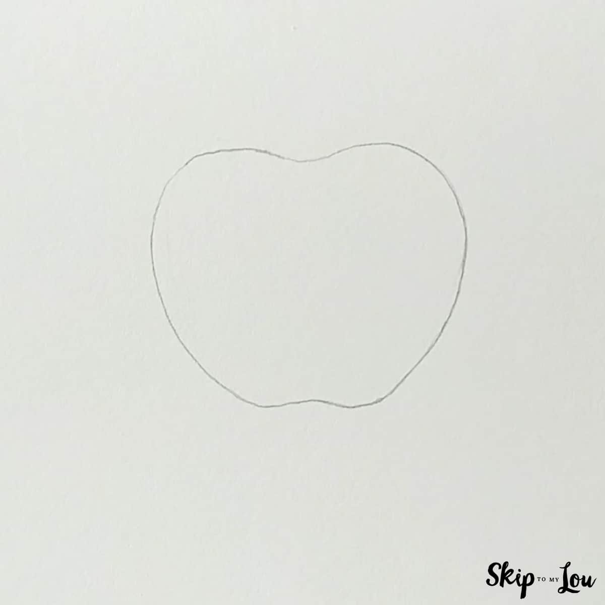 outer outline of apple first step for apple drawing