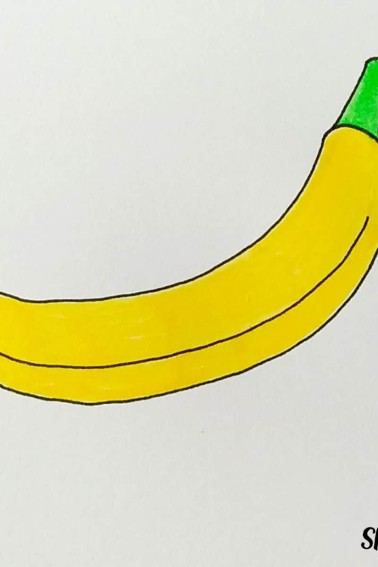 color banana yellow and stem green easy banana drawing